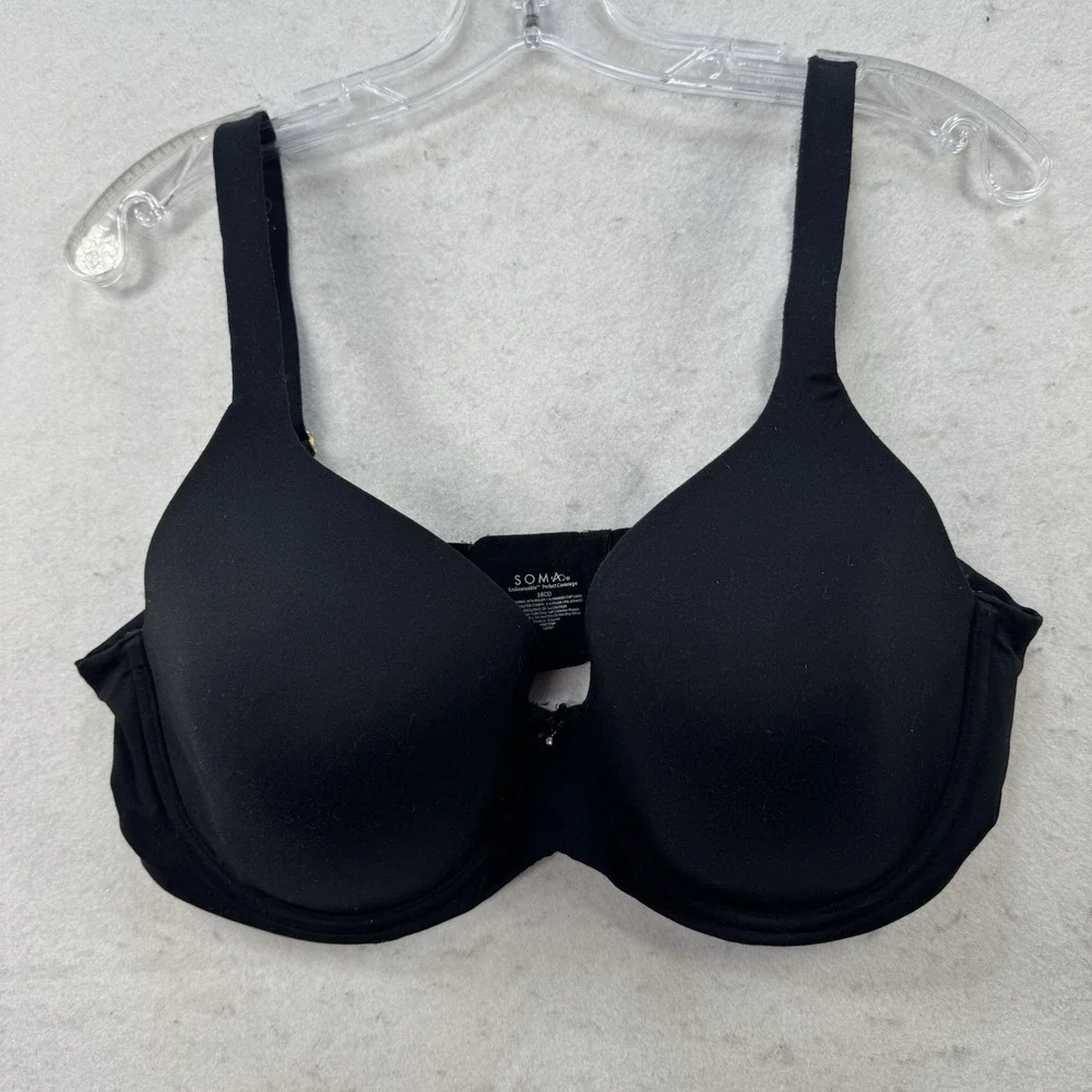 Soma‎ Embraceable Perfect Coverage Womens Size 38DD Underwire Bra Solid Black